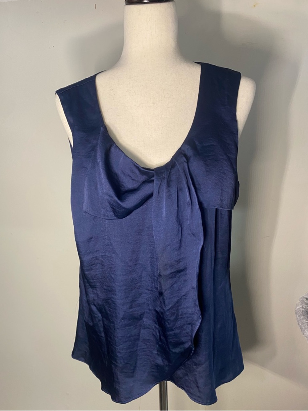 H&M Navy Satin Sleeveless Tie-Detail Camisole